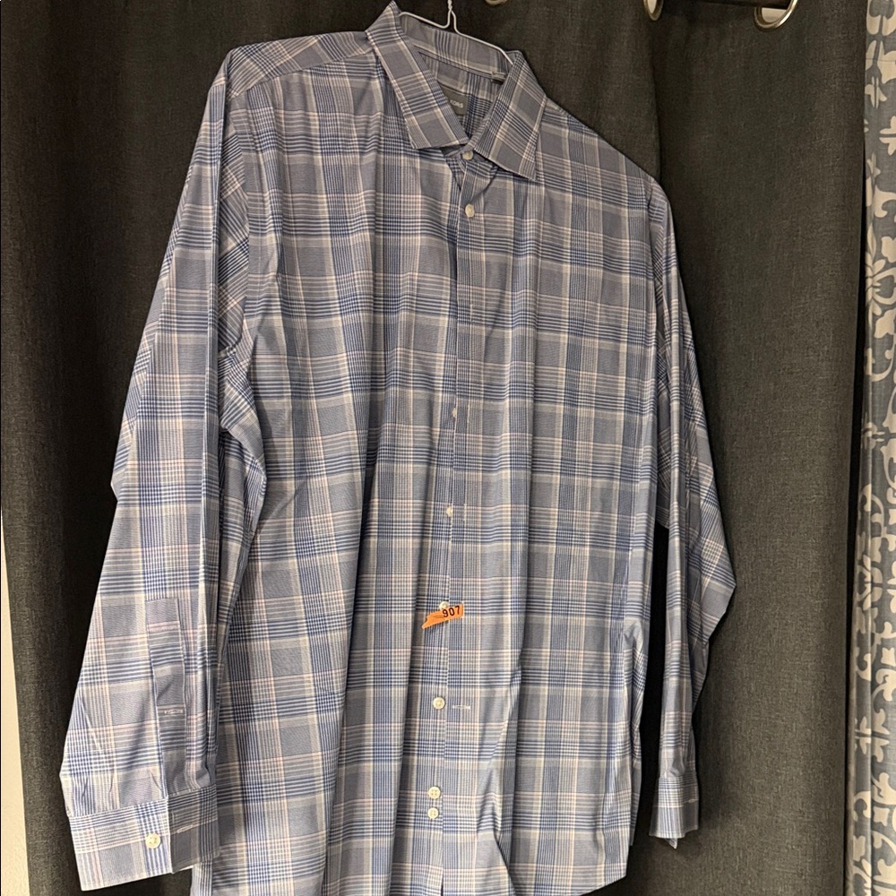 Michael Kors Light Blue Plaid Button Down Shirt